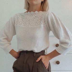 Vintage white puff sleeve sweater size sm - med.